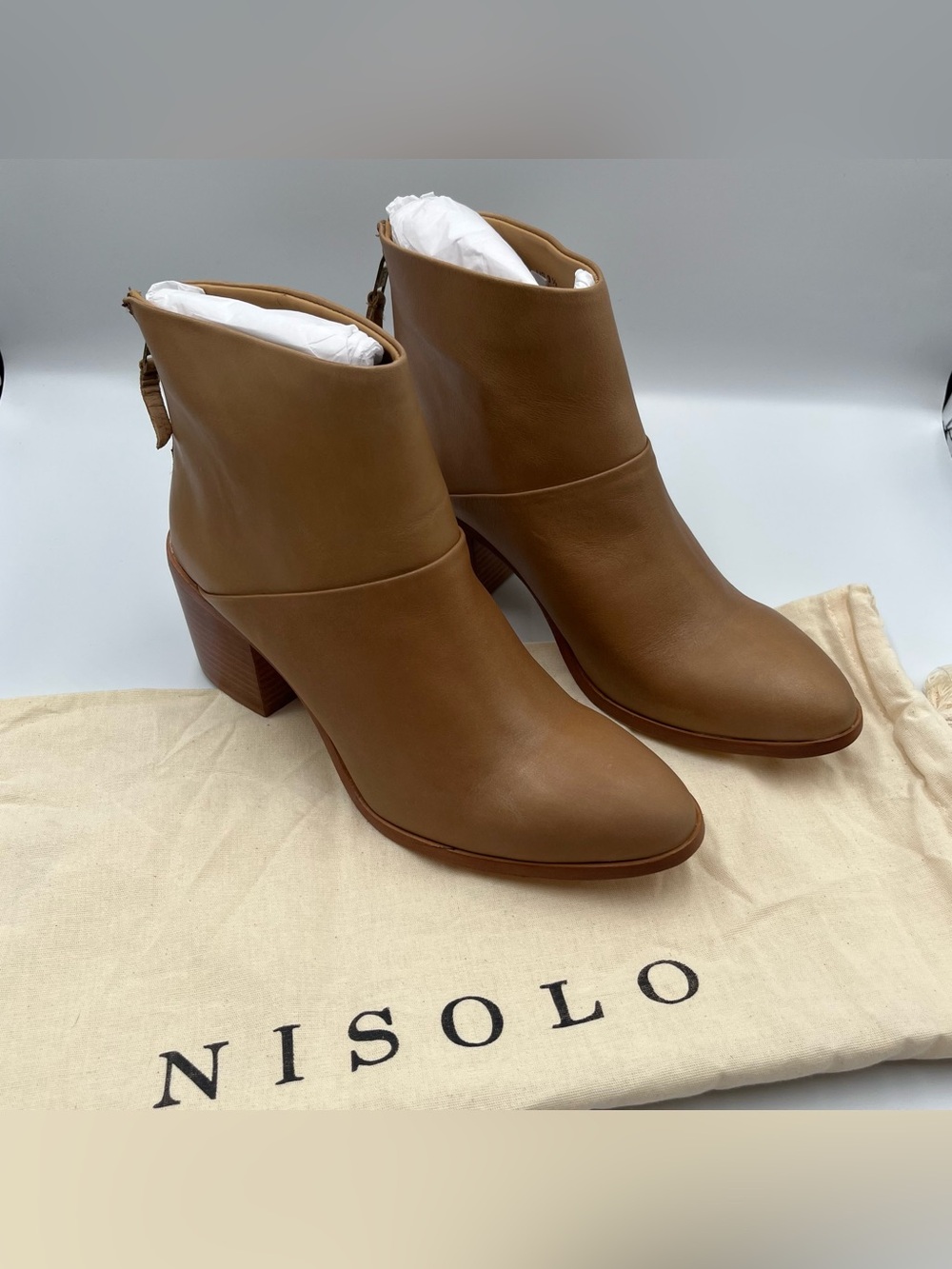 Nisolo Dari Leather Ankle Boots, Tan Almond, Women's Size 9.5 NEW